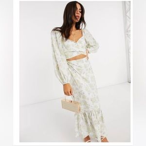 ASOS DESIGN wrap front midi dress in floral printed